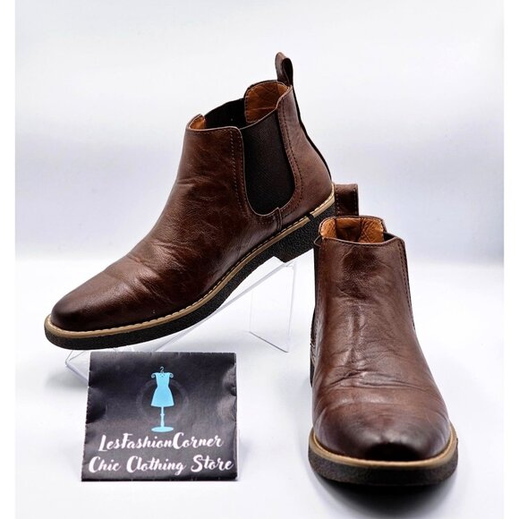 Deer Stags Men's Brown Vegan Leather Rockland Chelsea Boots Size 8M 2163 - Picture 1 of 16